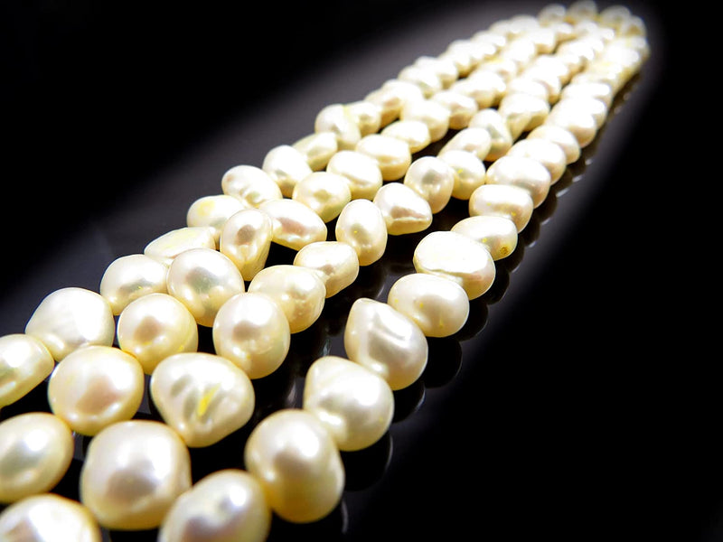 104pcs Perles d'eau douce naturelles 7-8mm, couleur Jaune pâle