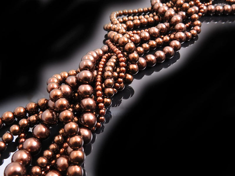 556pcs Collection de Perles de Verre, 4 formats 4-6-8-10mm couleur Brun