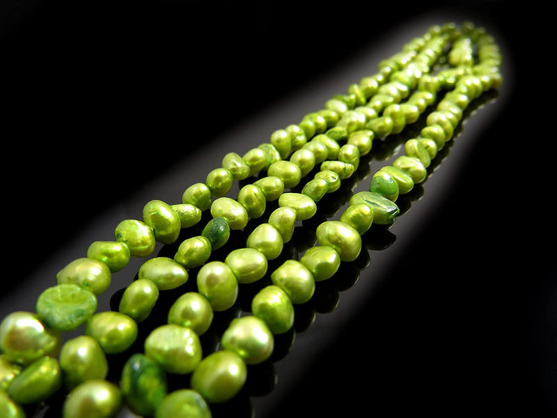 190pcs Perles d'eau douce naturelles 3-5mm, couleur Vert lime