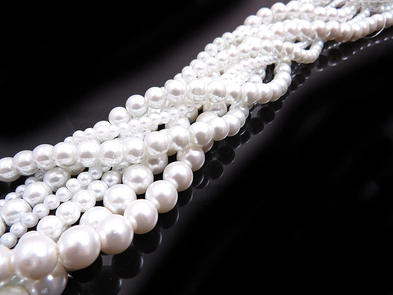 556pcs Collection de Perles de Verre, 4 formats 4-6-8-10mm couleur Blanc