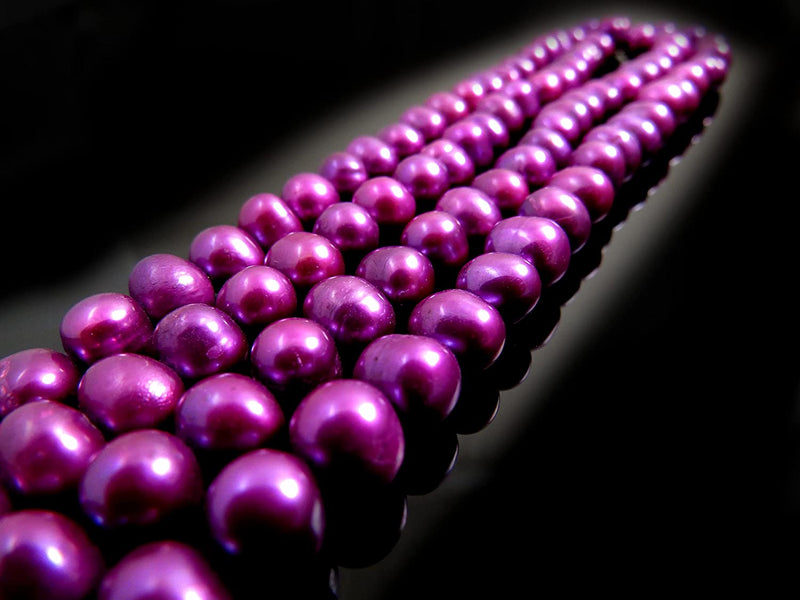 104pcs Perles d'eau douce naturelles 7-8mm, couleur Violet teinte