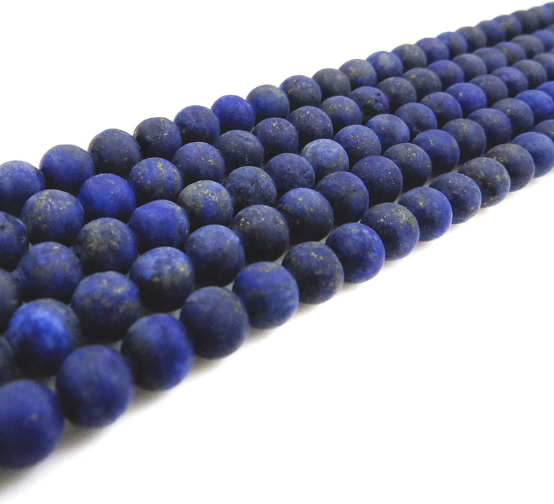 Lapis Lazuli Pierre semi-précieuses Matte billes 6mm rondes, 60 billes/15” corde (Lapis Lazuli 6mm 2 cordes-120 billes)