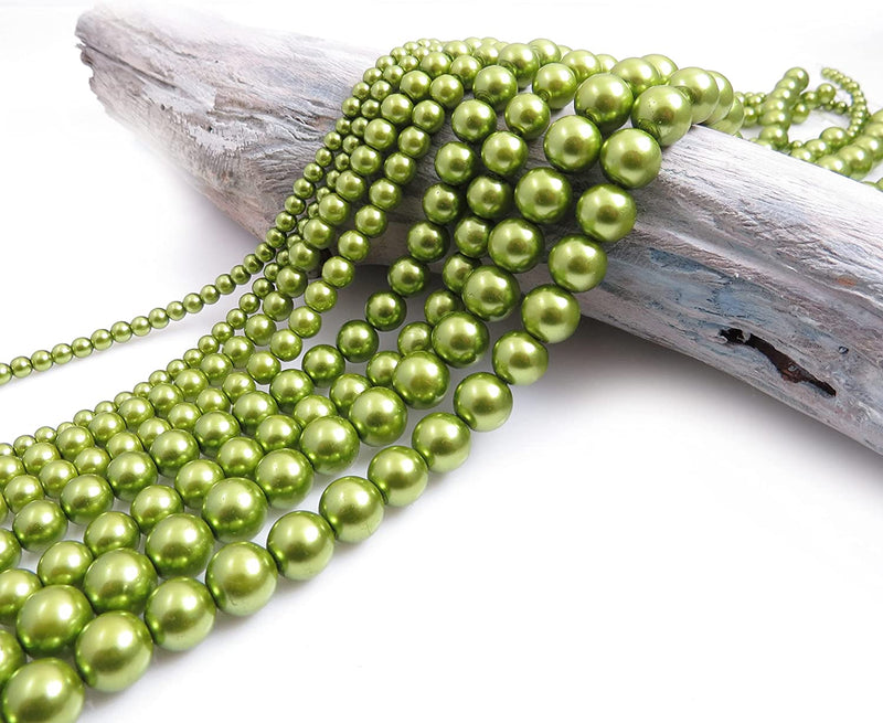 556pcs Collection de Perles de Verre, 4 formats 4-6-8-10mm couleur Lime Vert