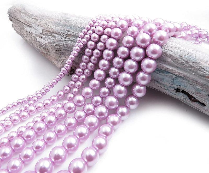 556pcs Collection de Perles de Verre, 4 formats 4-6-8-10mm couleur Lilas