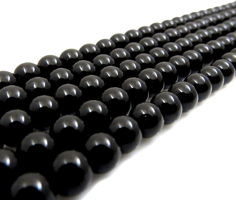 Jaspe Blackstone Pierres semi-précieuses 6mm ronde, 60 billes/15” corde (Blackstone Jasper 6mm 2 cordes-120 billes)