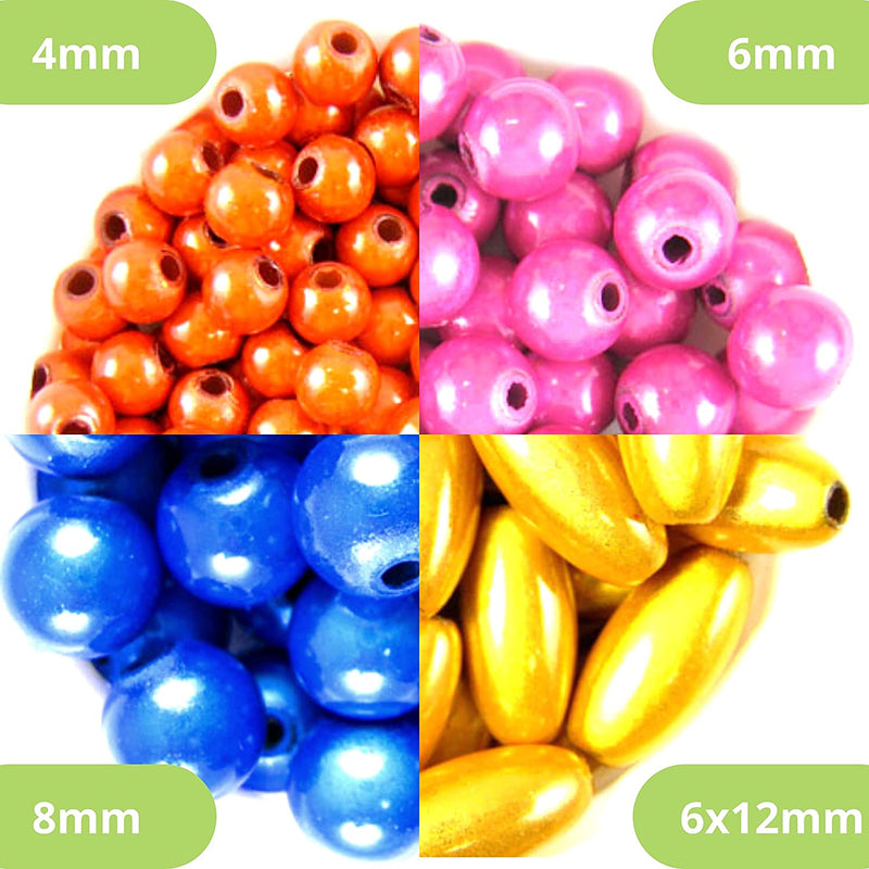 450 pcs Miracle Beads, billes en acrylique, Mix de 4 styles 4,6,8mm et 6x12 oval, Fuchsia