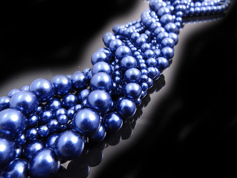 556pcs Collection de Perles de Verre, 4 formats 4-6-8-10mm couleur Cobalt Bleu