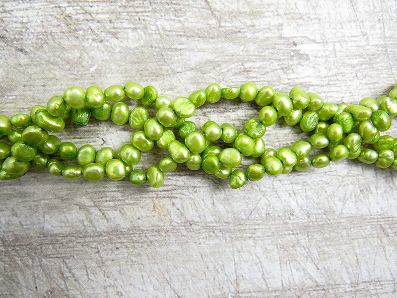 190pcs Perles d'eau douce naturelles 3-5mm, couleur Vert lime