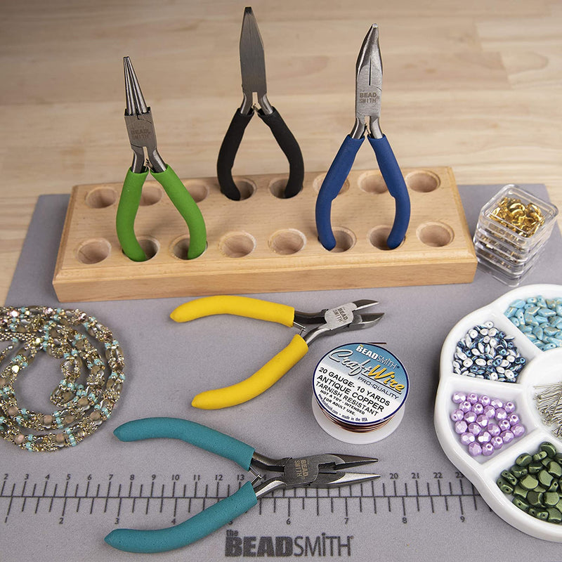 The Beadsmith -ID Pliers - Ensemble couleur codée - 5 pouces, Kit de 5 pièces : Pince place, coupante, ronde, courbée et Cutter latéral - Outils pour la fabrication de bijoux