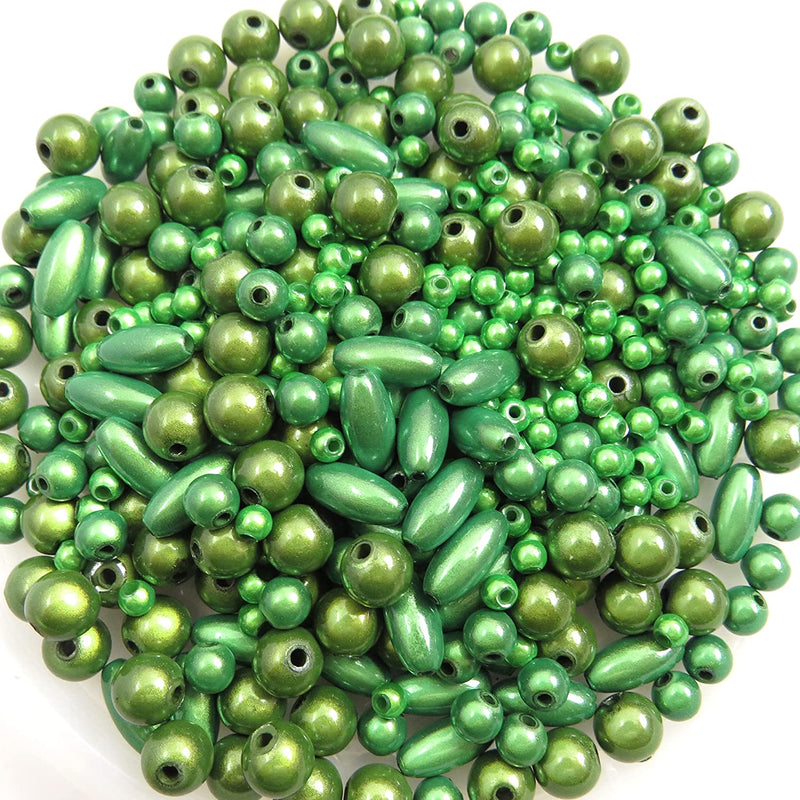 450 pcs Miracle Beads, billes en acrylique, Mix de 4 styles 4,6,8mm et 6x12 oval, Vert