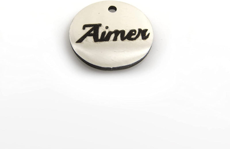 12 pcs Acier inoxydable "Aimer" Flat Round Charm Pendant 12mm