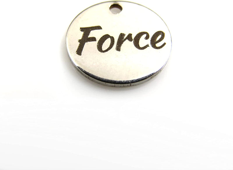 12 pcs Stainless Steel "Force" Round Charm 12mm