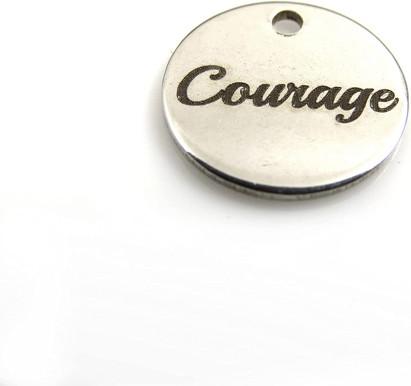 12 pcs Stainless Steel "Courage" Charm Round 12mm