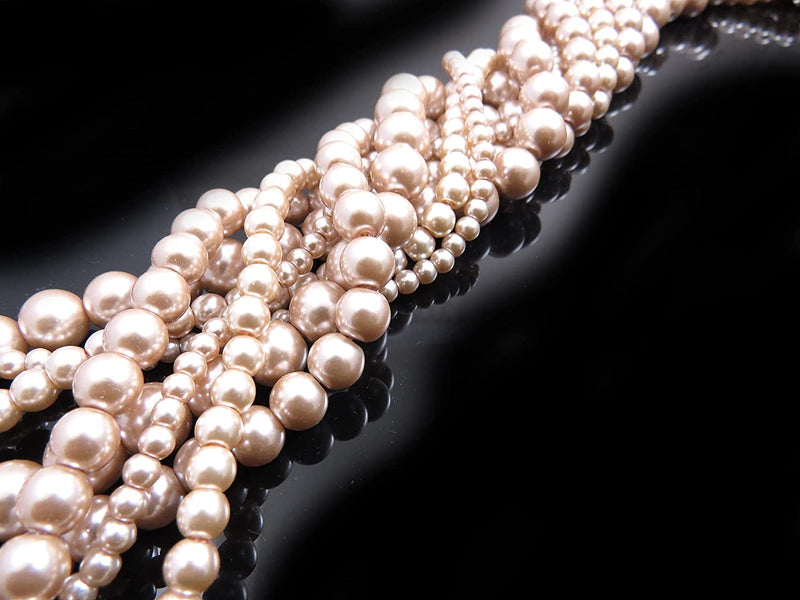 556pcs Glass Beads Collection, 4 sizes 4-6-8-10mm Beige color