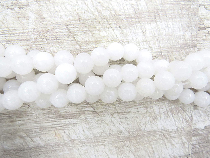 Snow Quartz Semi-precious stones 8mm round, 45 beads/15" rope (Snow Quartz 1 rope-45 beads)