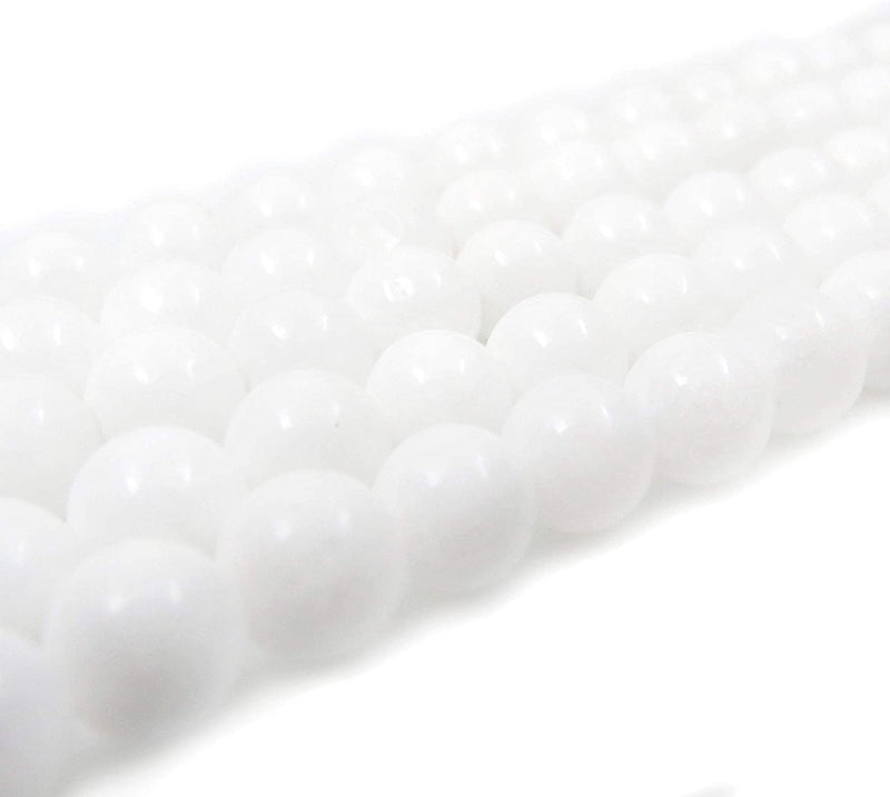 Milky Quartz Semi-precious stones 6mm round, 60 beads/15" string (Milky Quartz 6mm 2 strings-120 beads)