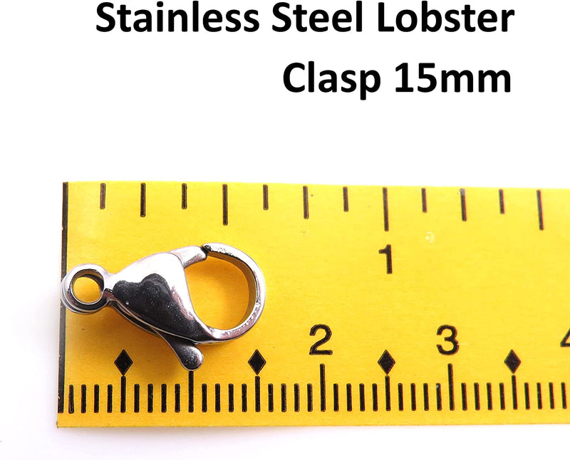 50pcs Acier inoxydable Lobster Clasps 15mm, 50 pièces par sac