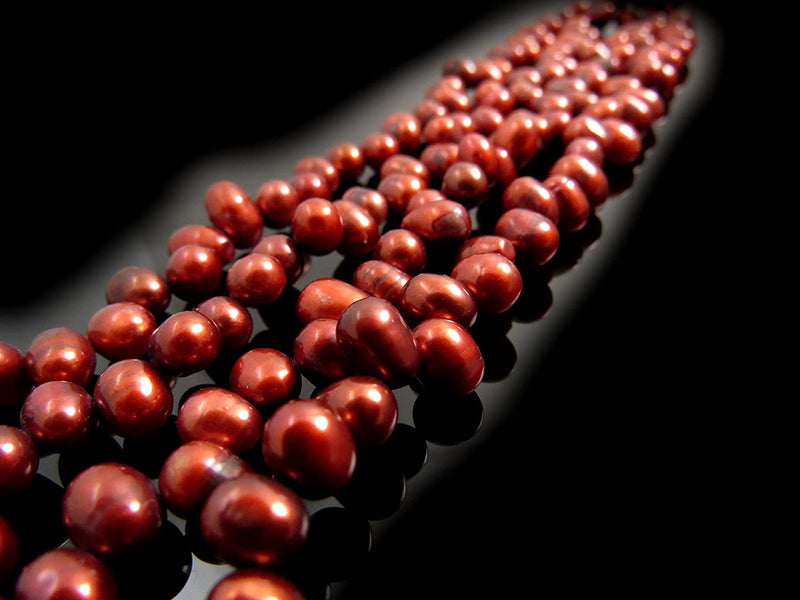 170pcs Perles d'eau douce naturelles 4-7mm, Couleur Red Copper