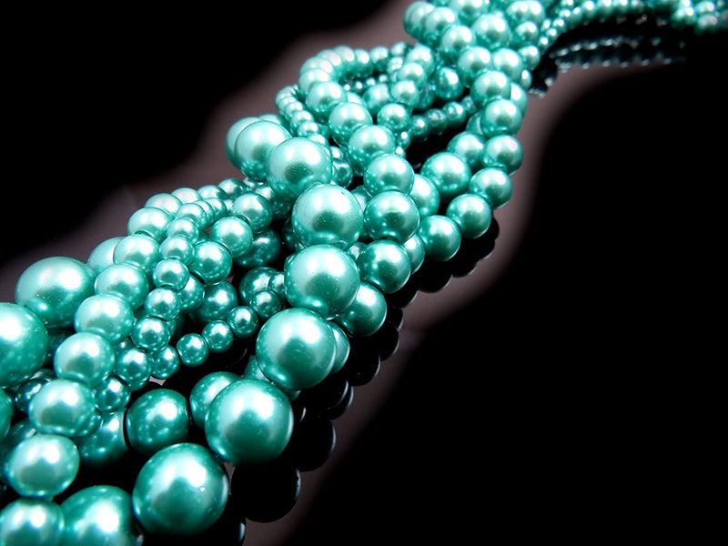 556pcs Collection de Perles de Verre, 4 formats 4-6-8-10mm couleur Aqua
