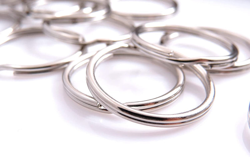 100 pieces Double ring for key ring 24mm nickel plated