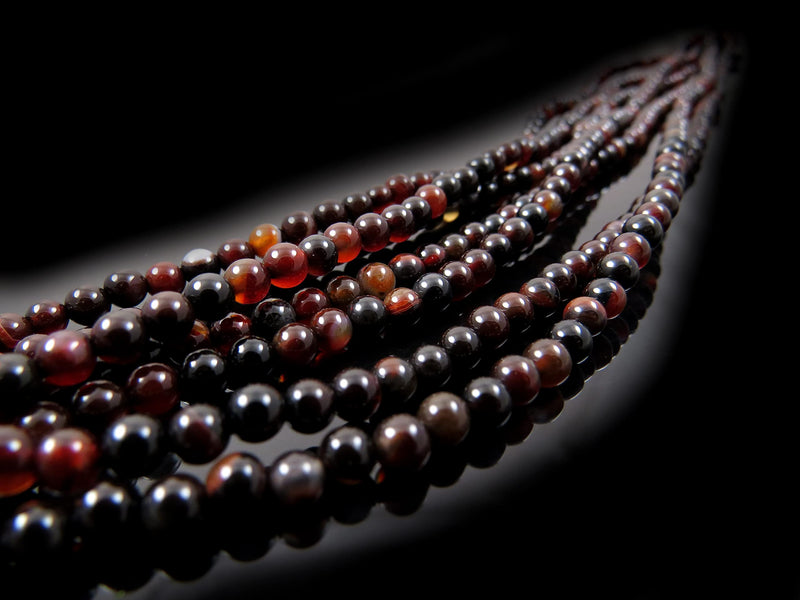 170 beads Natural Dark Agate Semi-precious 4mm round (Natural Dark Agate 4mm 2 strings-170 beads)