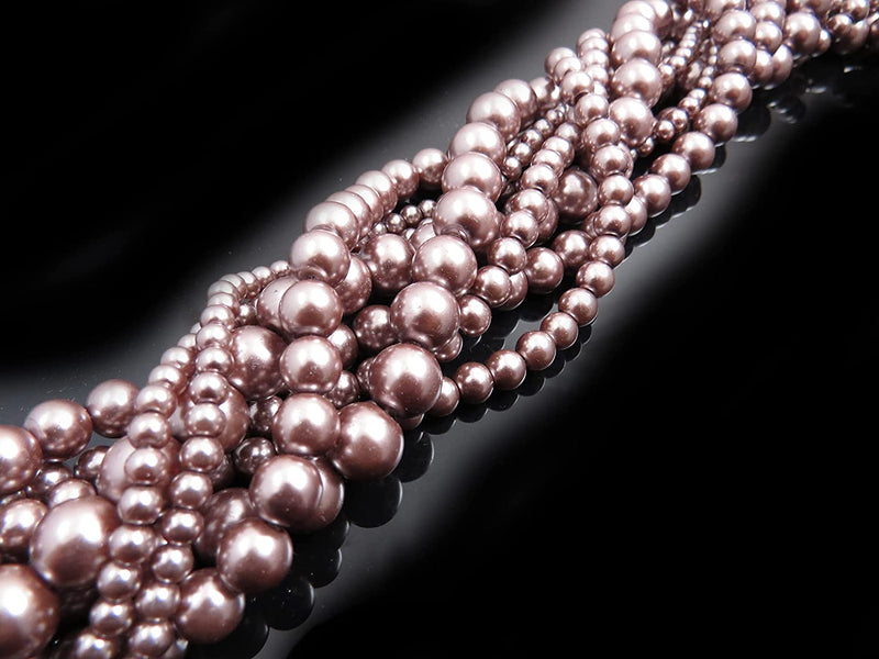 556pcs Collection de Perles de Verre, 4 formats 4-6-8-10mm couleur Sienna