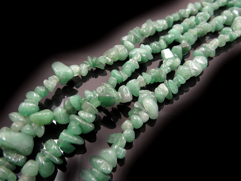Green Aventurine Chips Semi-precious stone, 2 strings 32" each, beads irregular size 4 to 7mm