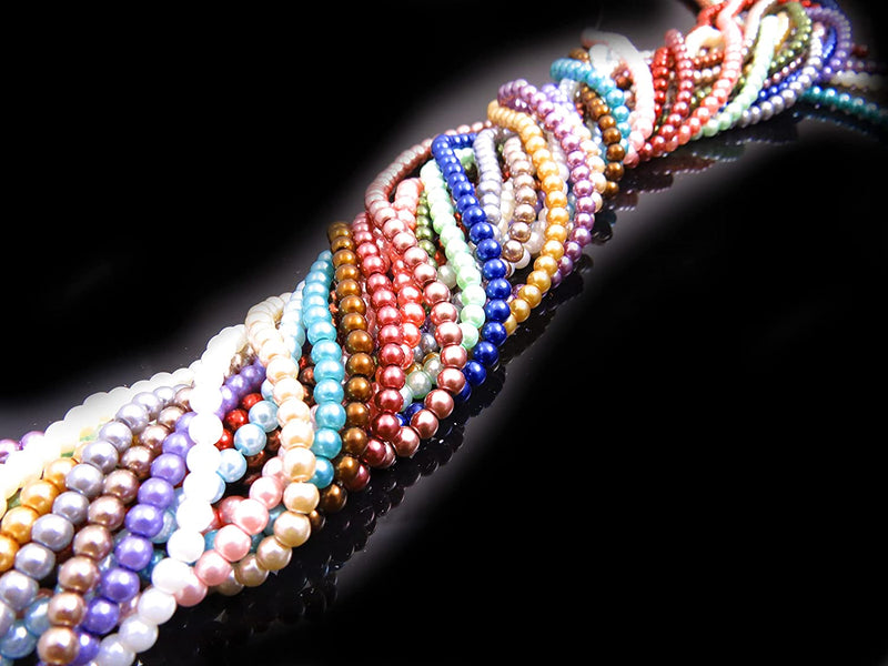 2200pcs Collection de Perles de Verre, format 4mm en 20 couleurs, mix de 20 cordes de 110 perles