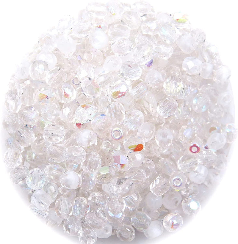 400pcs Czech Fire Polish 4mm beads Crystal faceted, Mix of 4 colors shades Clear
