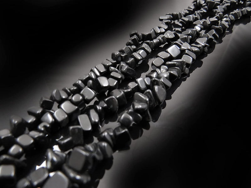 Blackstone Jasper Chips semi-precious stone, 2 strings 32" each, beads irregular size 4 to 7mm