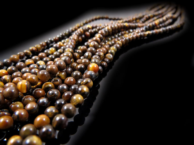 170 beads Natural Semi-precious Tiger Eye 4mm round (Natural Tiger Eye 4mm 2 strings-170 beads)