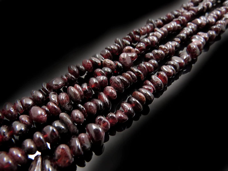 Garnet Chips Semi-precious stone, 2 strings 32" each, beads irregular size 4 to 7mm