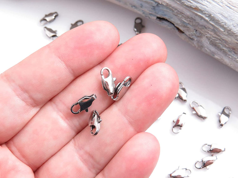 50pcs Stainless Steel Crab Clasps Trigger Clasps 4x11mm, 50 pieces per bag