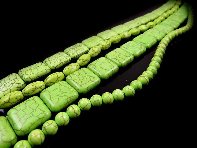 Billes de Magnésite 4 cordes formats entre 8-20mm, 4 styles, couleur Lime