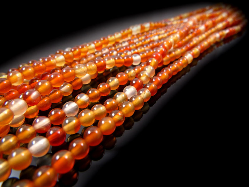 170 beads Semi-precious Carnelian 4mm round (Carnelian 4mm 2 strings-170 beads)
