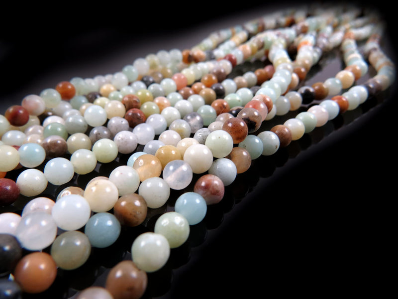 170 beads Semi-precious Brown Amazonite 4mm round (Brown Amazonite 4mm 2 strings-170 beads)