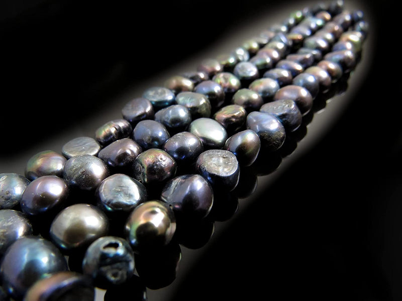 96pcs Perles d'eau douce naturelles 7-8mm, couleur Gris Iridescent