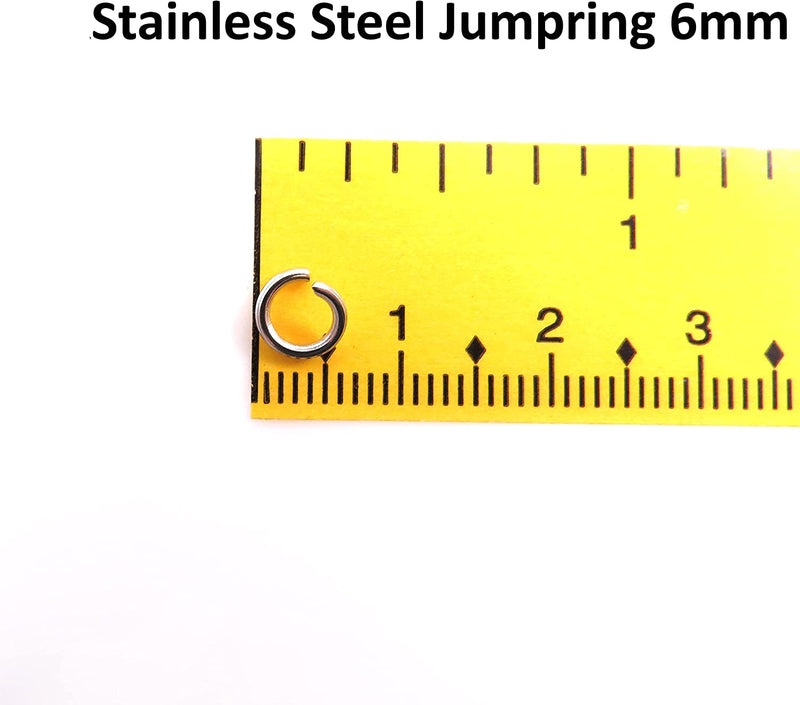 1000pcs Single Rings Stainless Steel Jumpring 6mm, 18 gauge/1mm, 1000 pieces per bag
