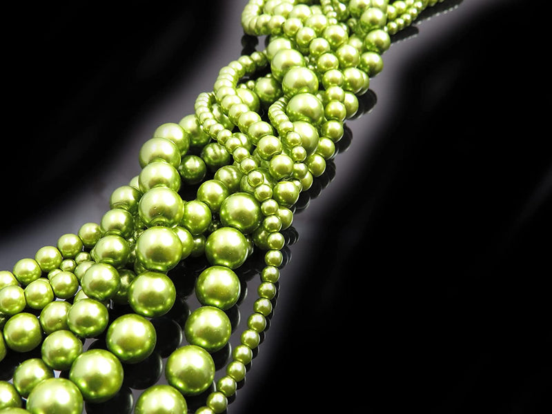 556pcs Collection de Perles de Verre, 4 formats 4-6-8-10mm couleur Lime Vert