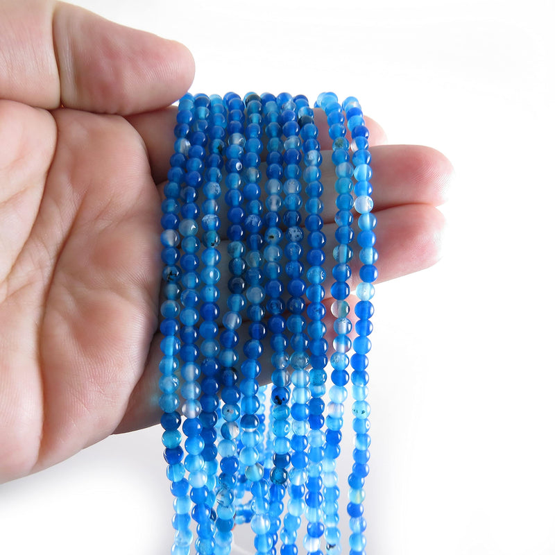 85 beads Semi-precious Blue Lace Agate 4mm round (Blue Lace Agate 4mm 1 string-85 beads)