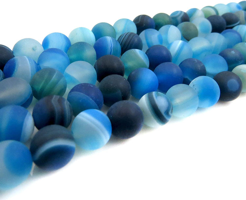 Blue Lace Agate Semi-precious Stone Matte, beads round 8mm, 45 beads/15" rope (Blue Agate Lace 1 rope-45 beads)