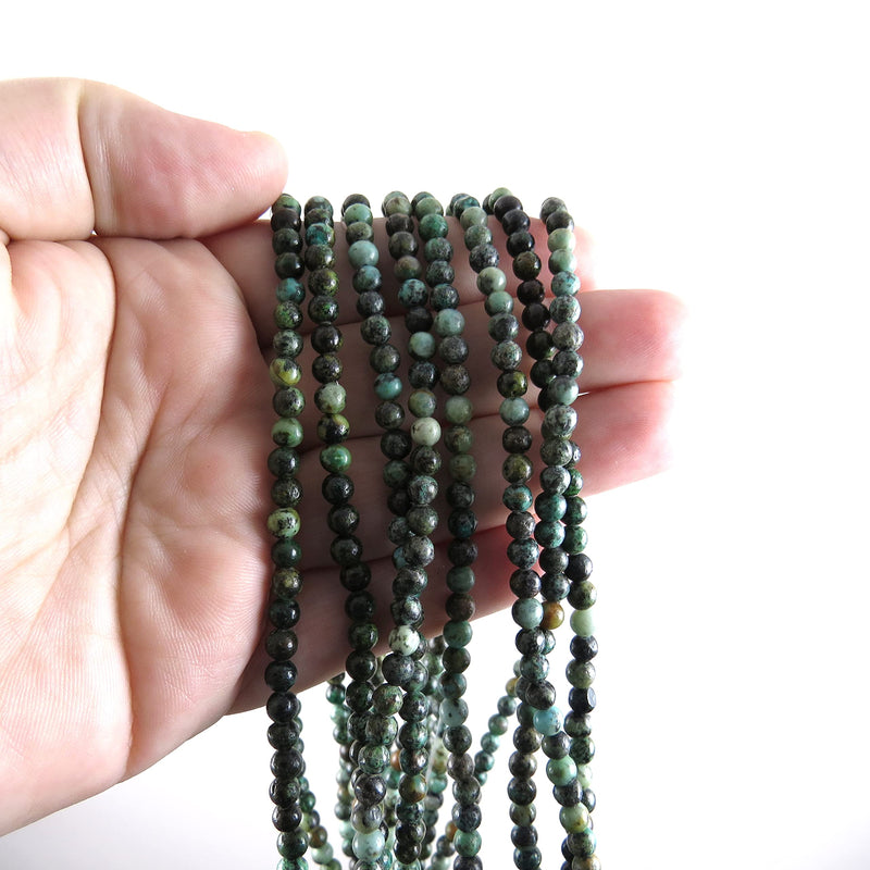 85 beads Semi-precious African Turquoise 4mm round (African Turquoise 4mm 1 string-85 beads)