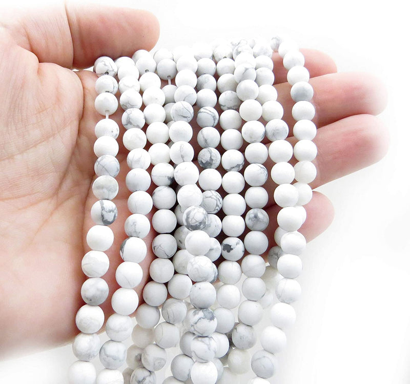 Howlite Semi-precious Stone Matte beads 6mm round, 60 beads/15" rope (Howlite 6mm 1 rope of 60 beads)