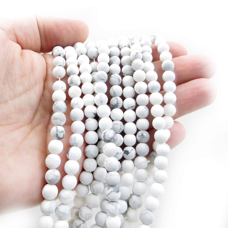 Howlite Semi-precious Stone Matte beads 6mm round, 60 beads/15" rope (Howlite 6mm 2 ropes-120 beads)
