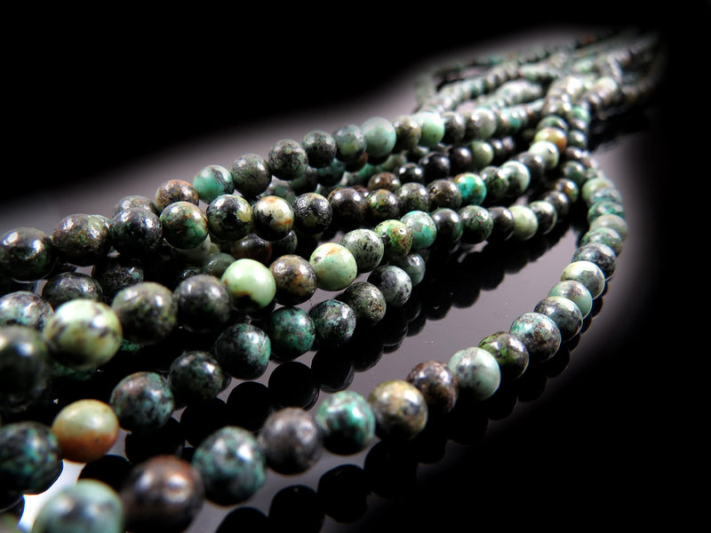 85 beads Semi-precious African Turquoise 4mm round (African Turquoise 4mm 1 string-85 beads)