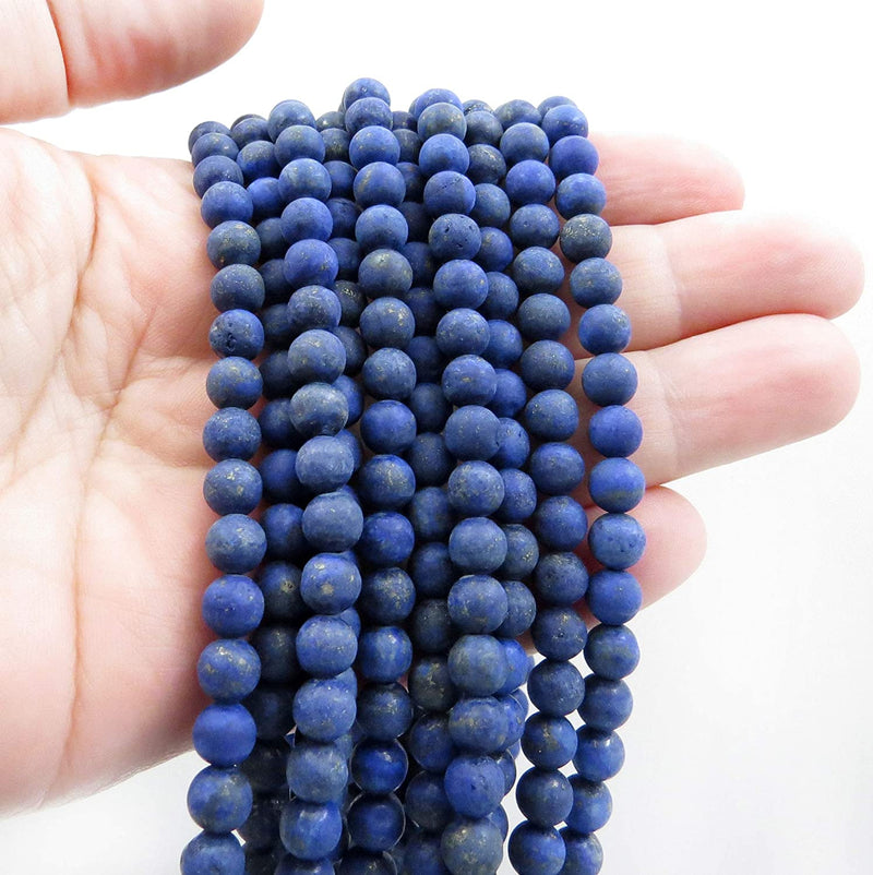 Lapis Lazuli Semi-precious Stone Matte beads 6mm round, 60 beads/15" rope (Lapis Lazuli 6mm 2 ropes-120 beads)