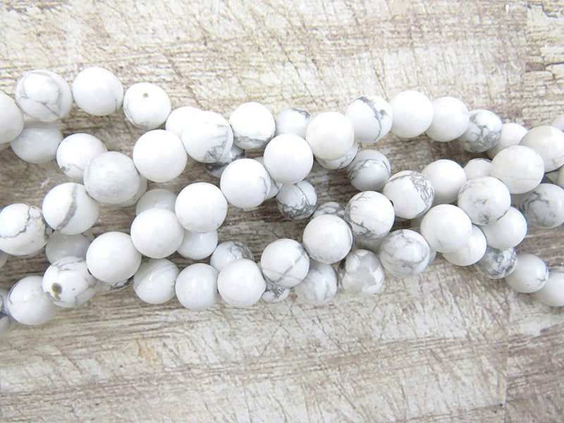 Howlite Semi-precious stones 6mm round, 60 beads/15" rope (Howlite 6mm 1 rope of 60 beads)