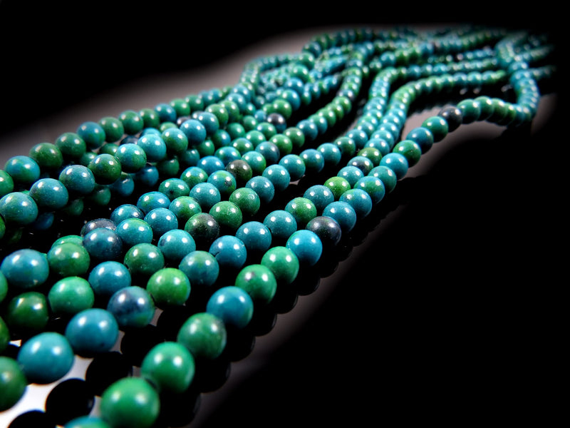 85 beads Azurite Chrysocolla Semi-precious 4mm round (Azurite Chrysocolla 4mm 1 string-85 beads)