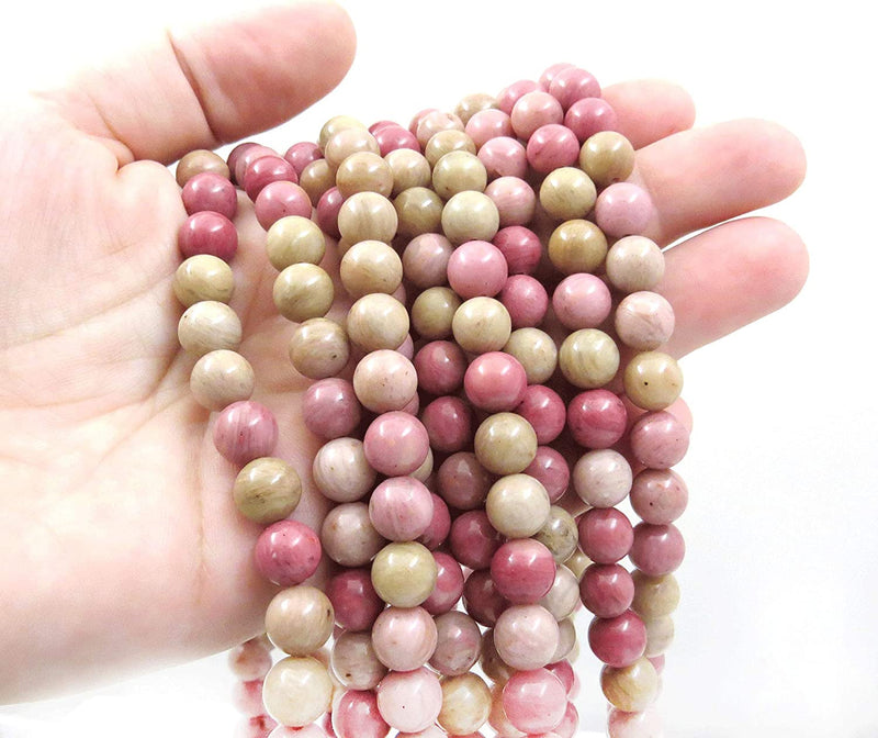Rhodonite Semi-precious stones 8mm round, 45 beads/15" string (Rhodonite 1 string-45 beads)