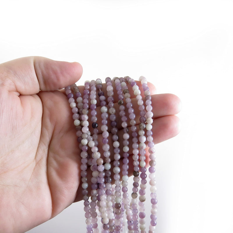 170 beads Lilac Stone Quartz Semi-precious 4mm round (Lilac Stone Quartz 4mm 2 strings-170 beads)
